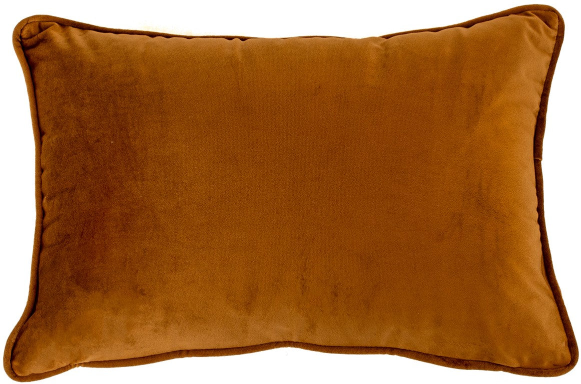 Malini Luxe Velvet Piped Tan Rectangle Cushion 30x45