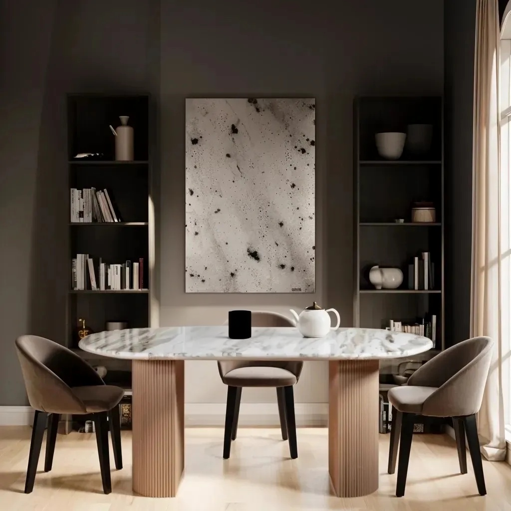 Houston Mango Wood & Marble Pedestal Dining Table 170cm