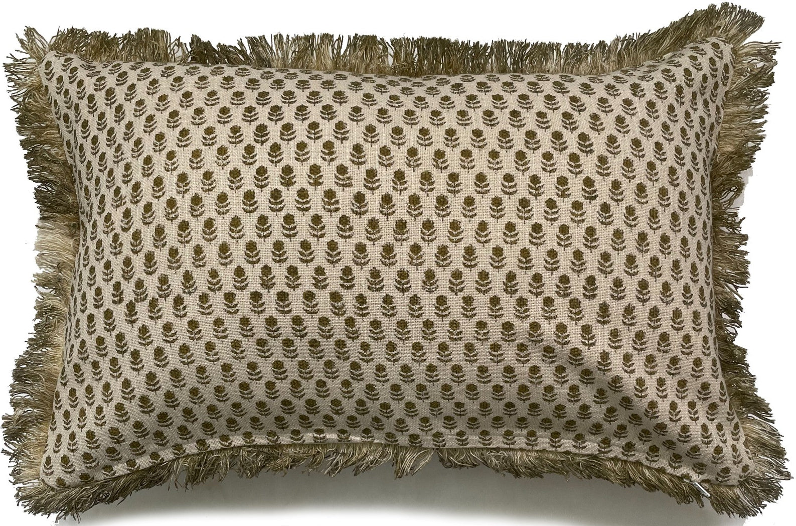 ECRU OLIVE PRINTED CUSHION COVER 30X50