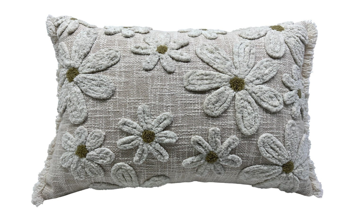 3 D DAISY CREAM ON CREAM CUSHION 35 X 50