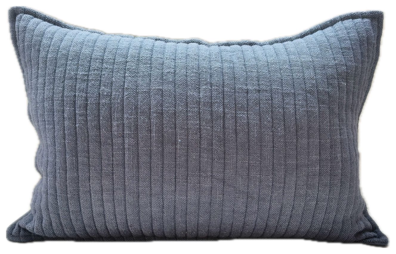 QUILTED SOFT STRIPE  BLUE CUSHION40X60