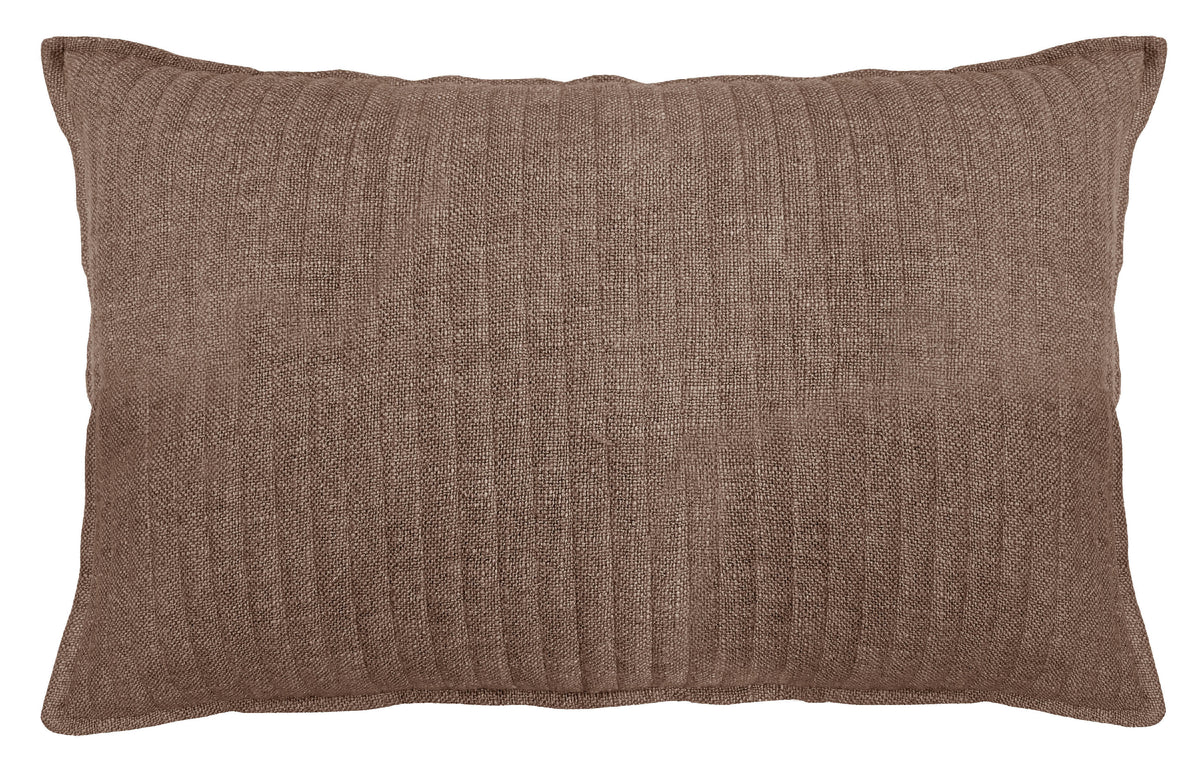 QUILTED SOFT STRIPE  CUSHION CHOC 40X60