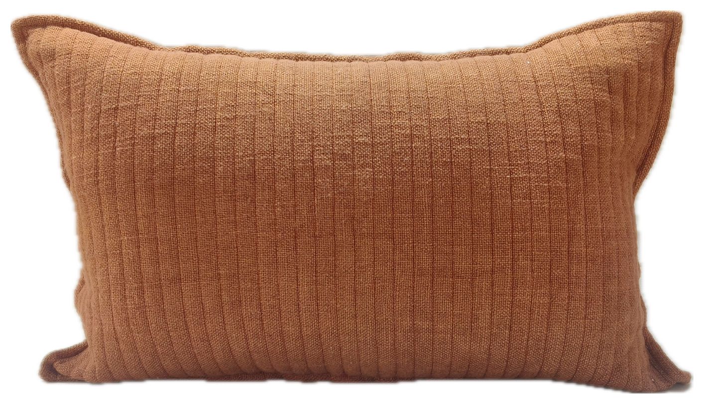 QUILTED SOFT STRIPE RUST  CUSHION40X60