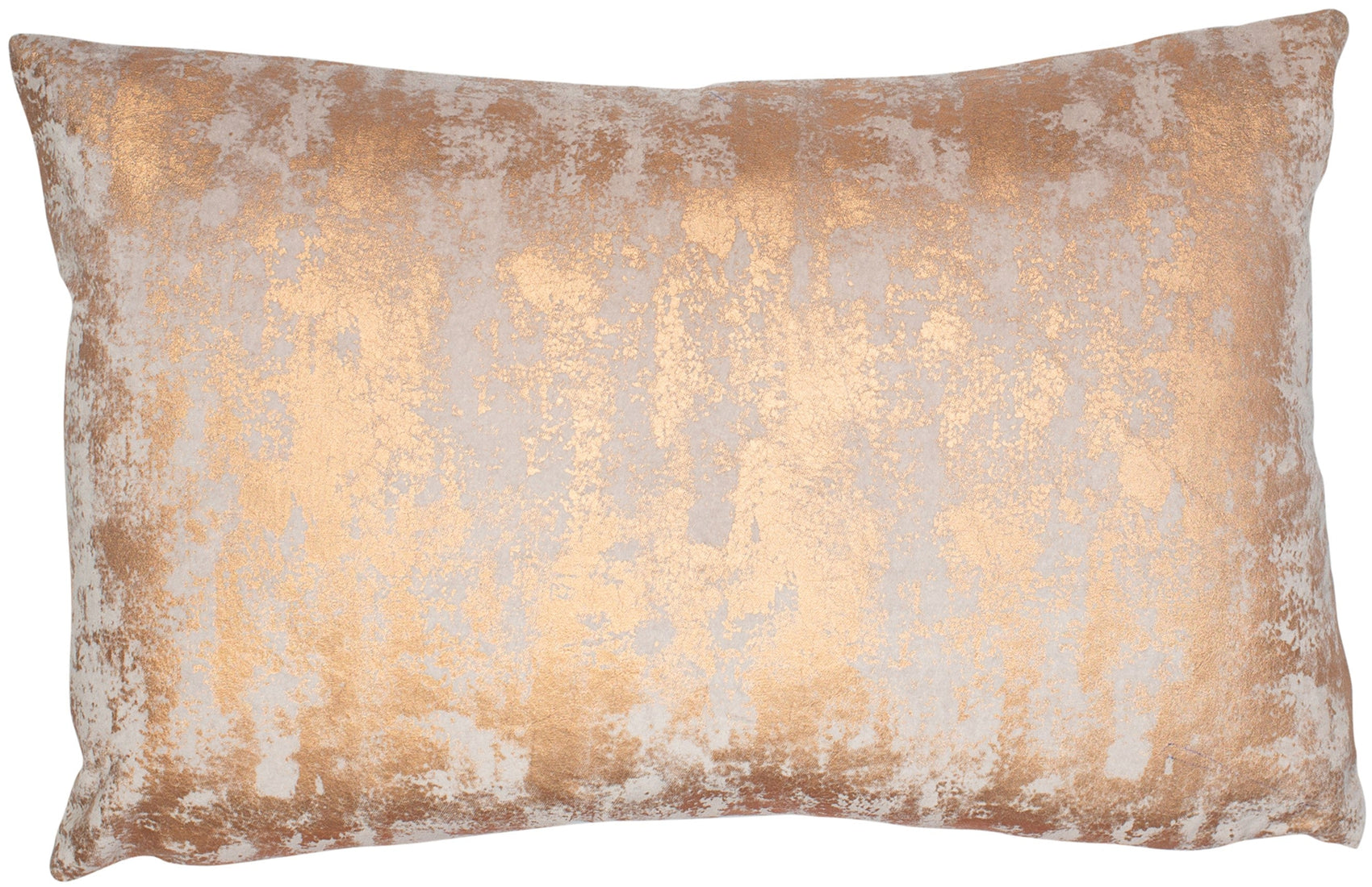 Malini Mars Copper Foil On Pale Silver Velvet Rectangle Cushion 35x55
