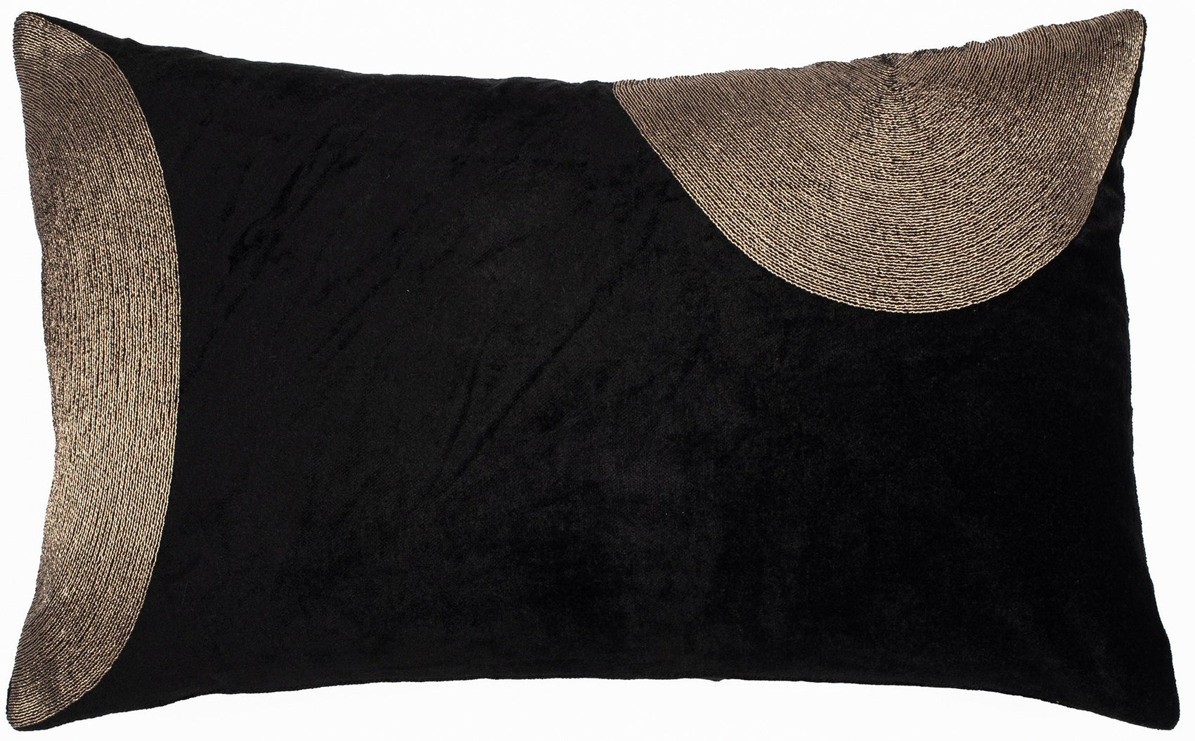 Malini Toscana Zari Gold On Black Velvet Rectangle Cushion 30x50