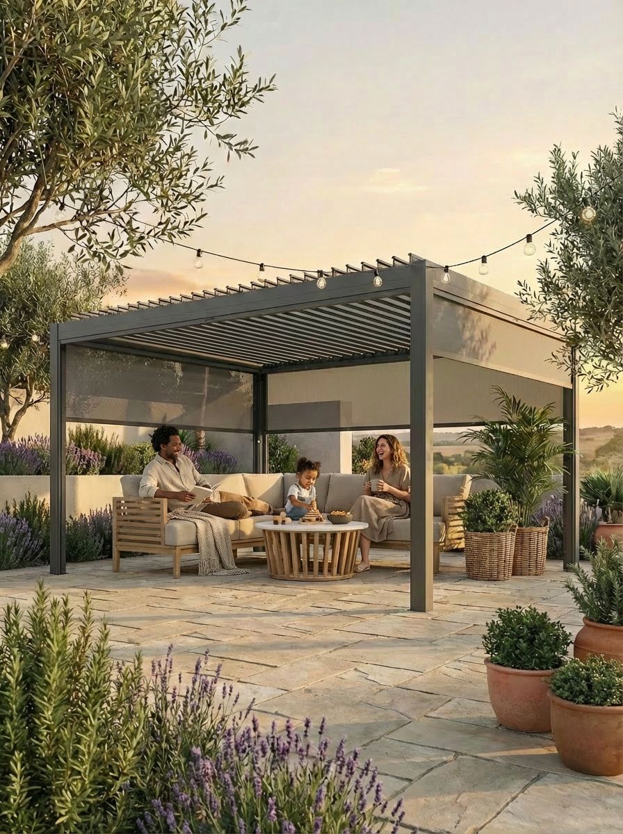 4m Pergola Privacy Screen Black