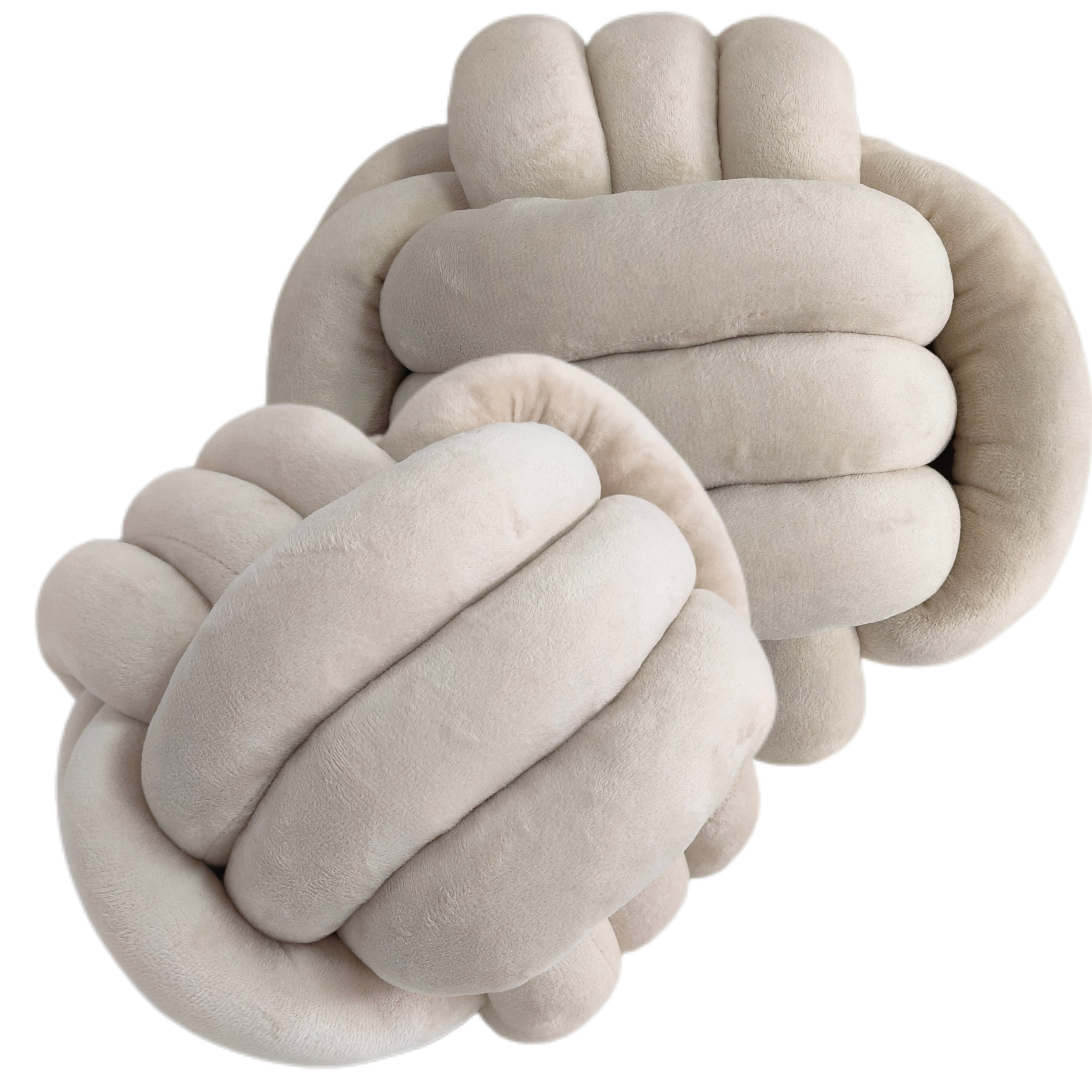 PM VELVET KNOT CUSHION IVORY