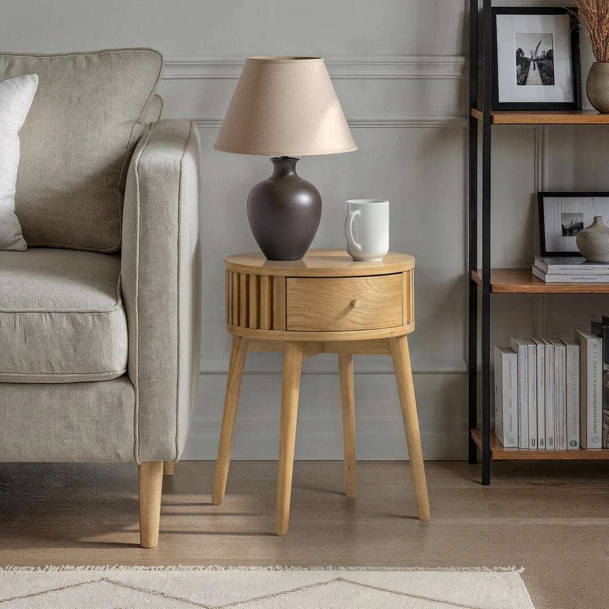 Colton Natural Wood Round Side Table