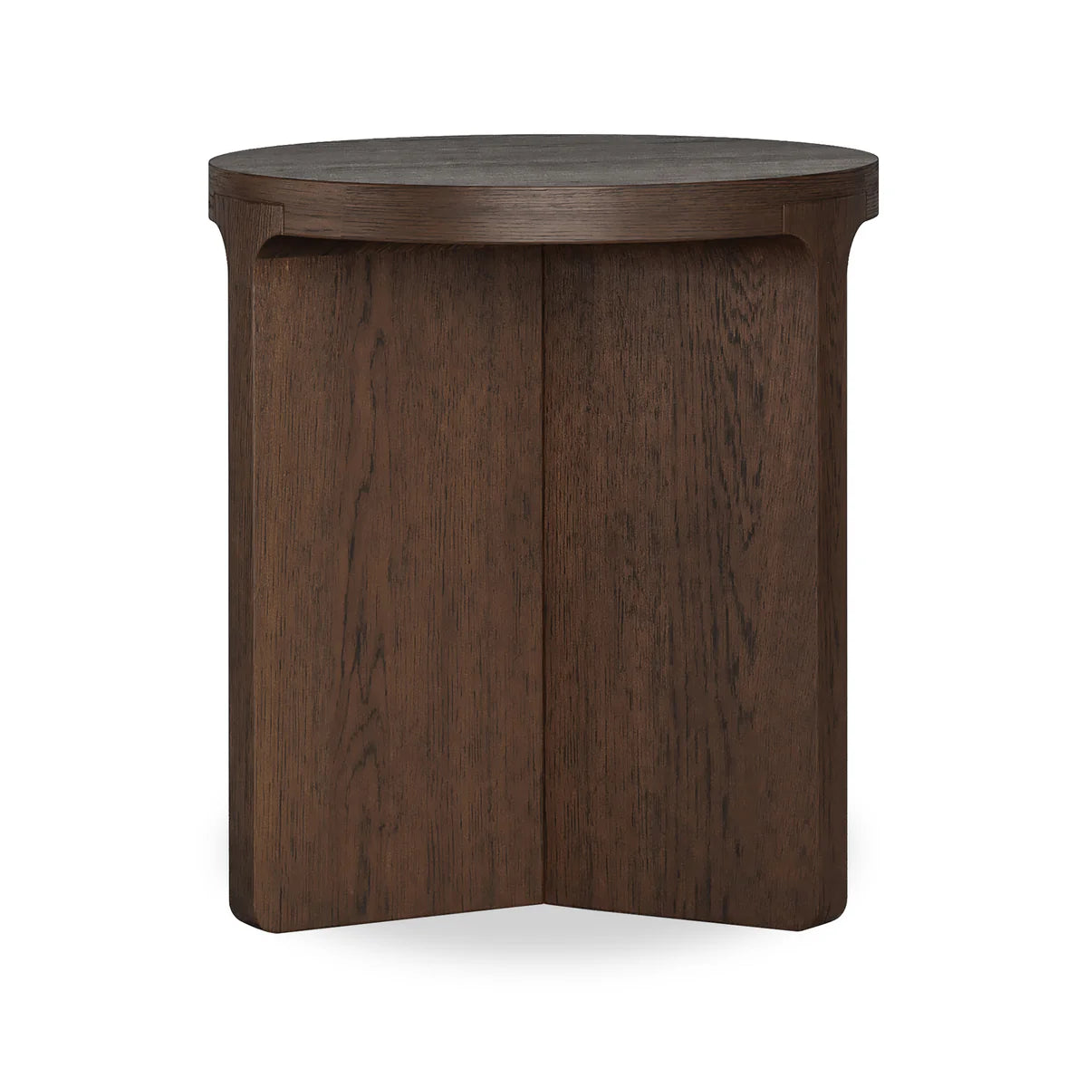Dakota Brown Oak Wood Round Side Table