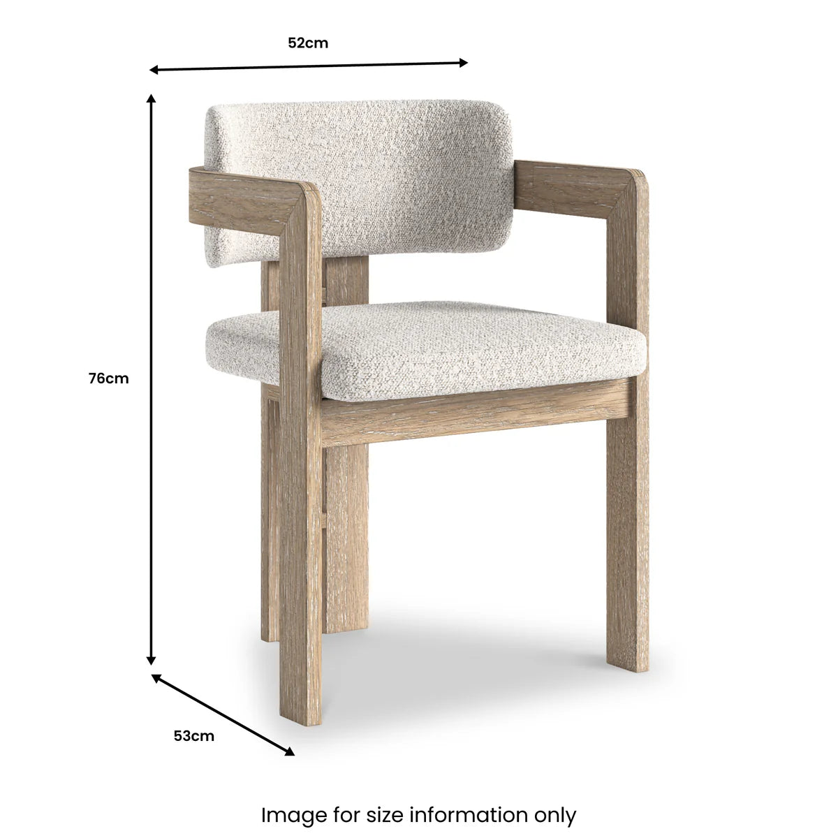 Set of 2 Brooklyn White Boucle & Oak Wood Dining Armchairs