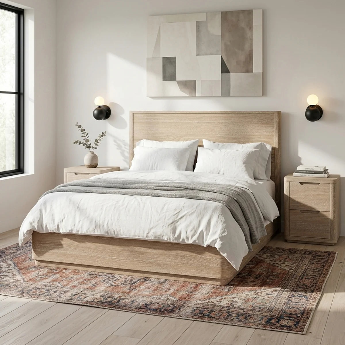 Brooklyn Oak Wood King Size Bed