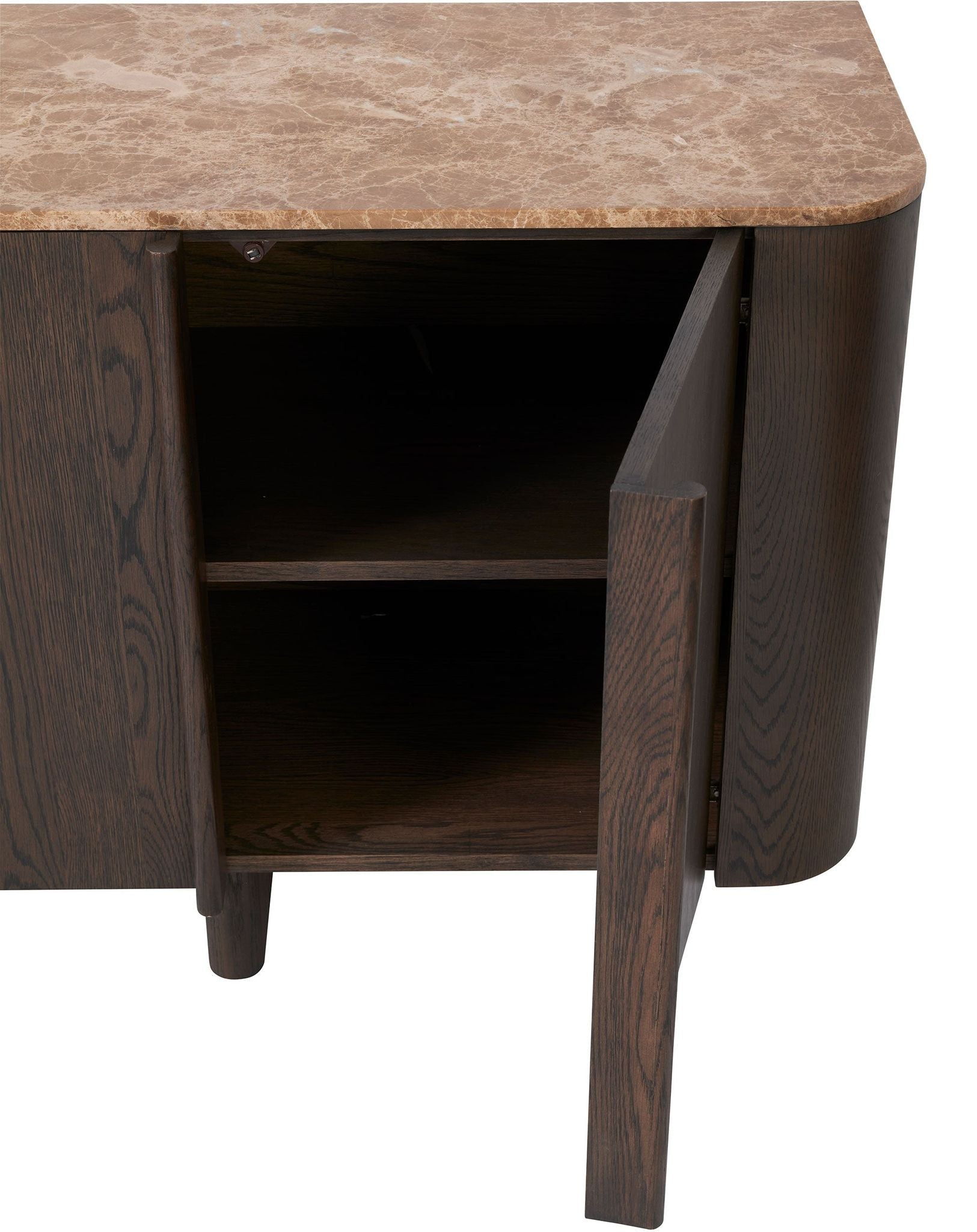 Theo Brown Wood 4-Door Sideboard with Marble Top