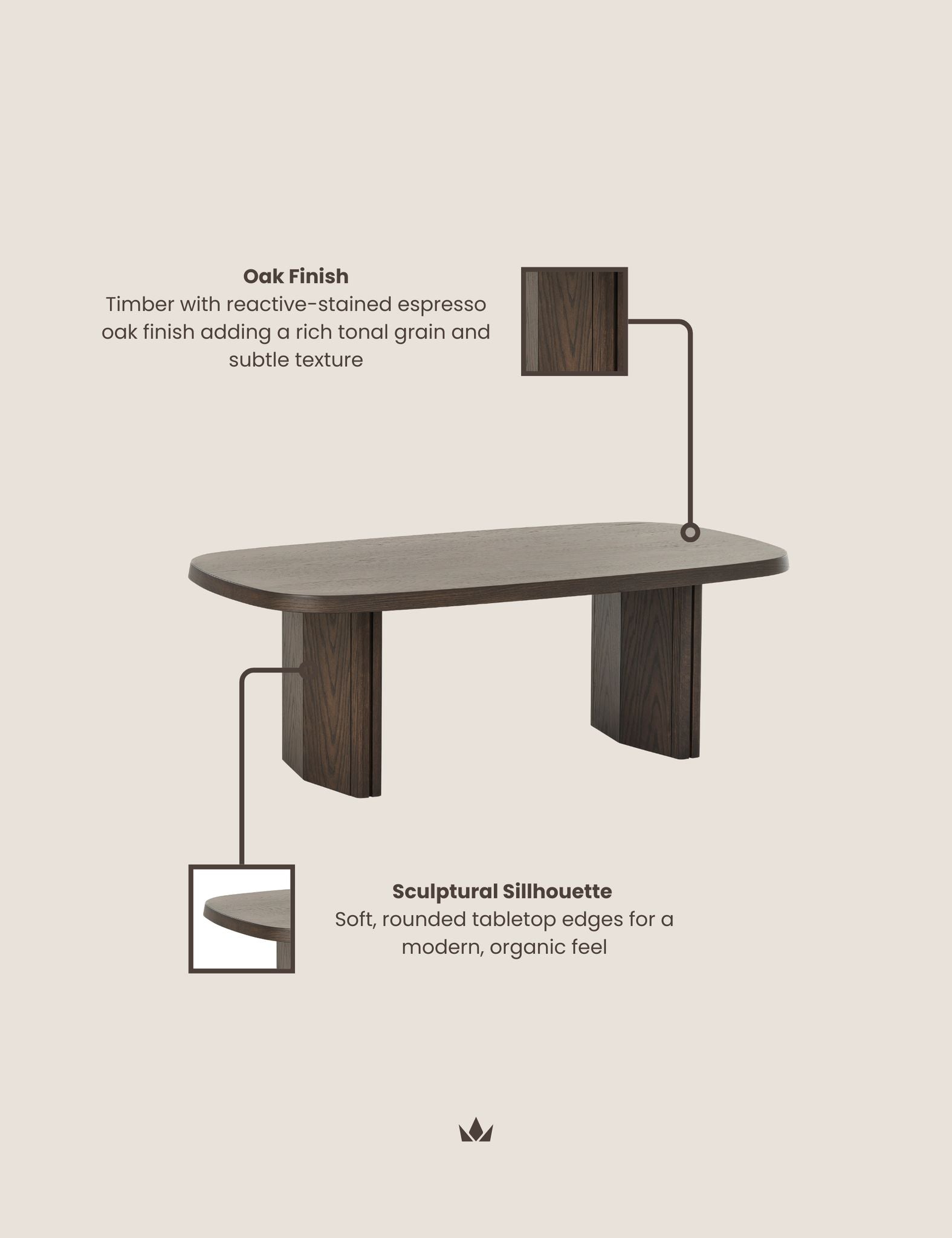 Theo Brown Wood Coffee Table