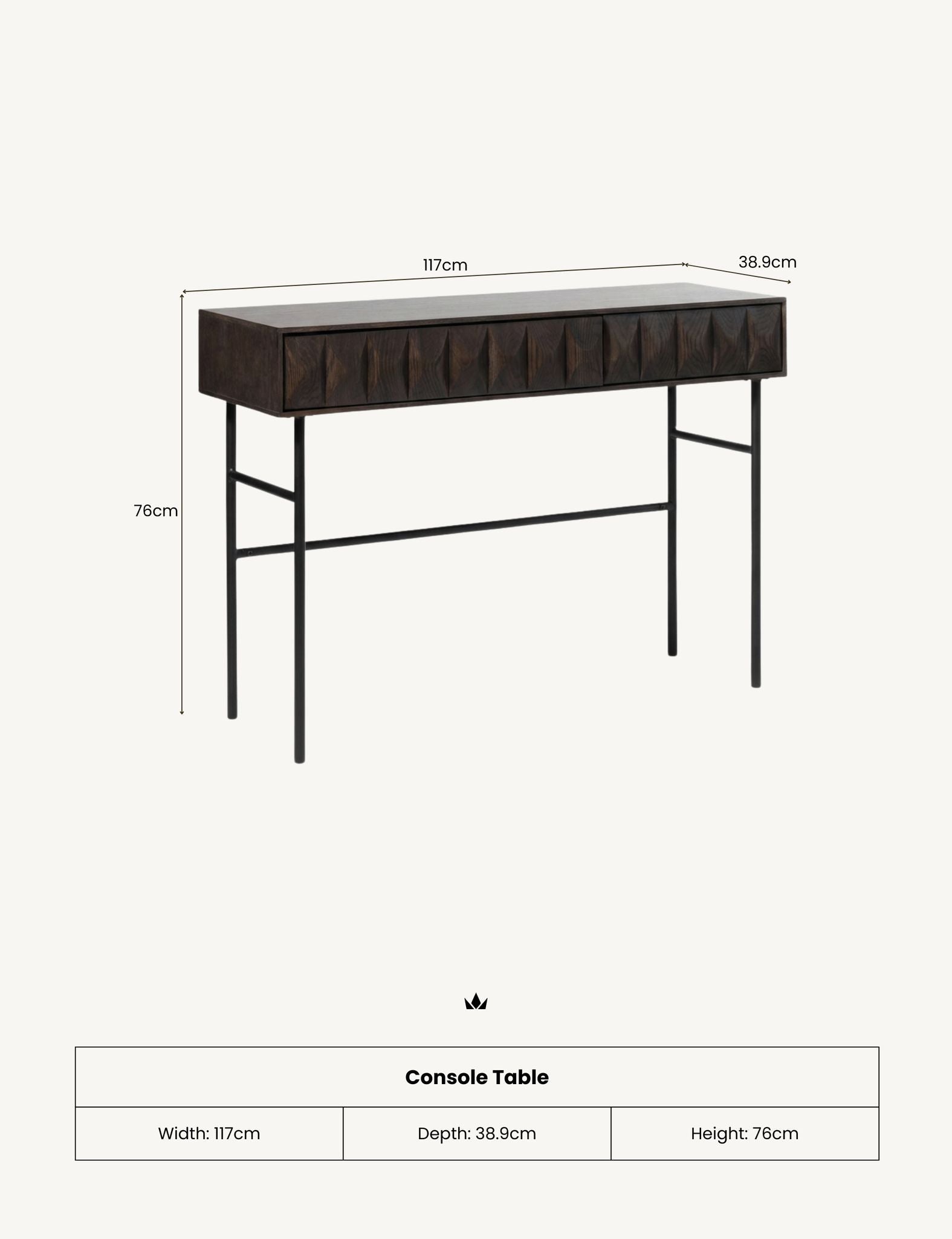 Theo Brown Wood Geometric Console Table