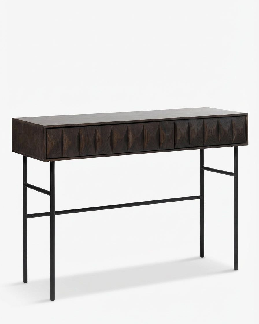 Theo Brown Wood Geometric Console Table