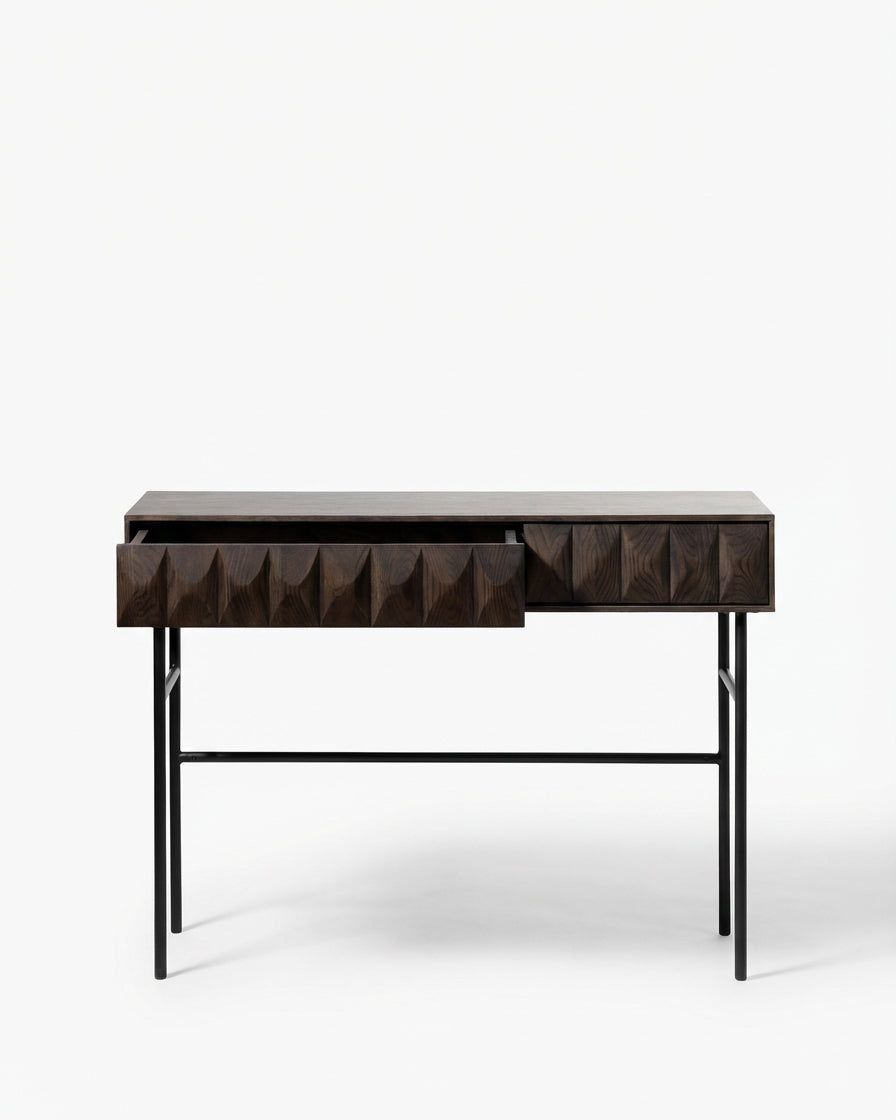 Theo Brown Wood Geometric Console Table