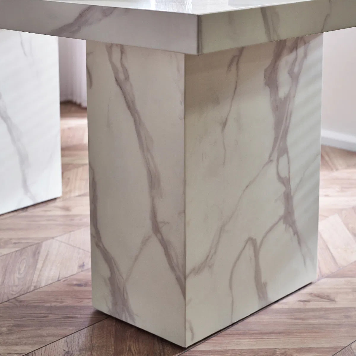 Kiso White Marble Effect Rectangle Dining Table | 6-8 Seater