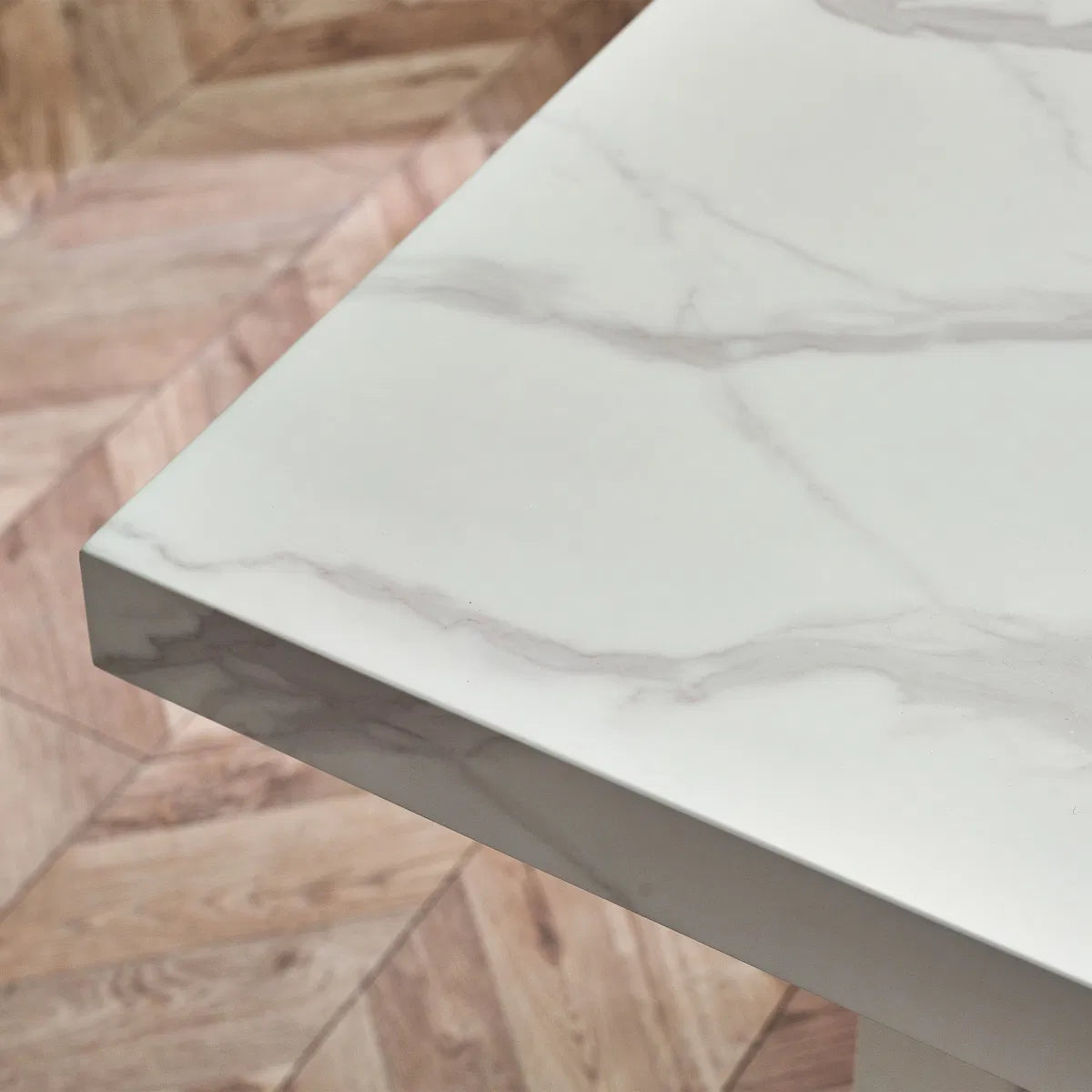 Kiso White Marble Effect Rectangle Dining Table | 6-8 Seater