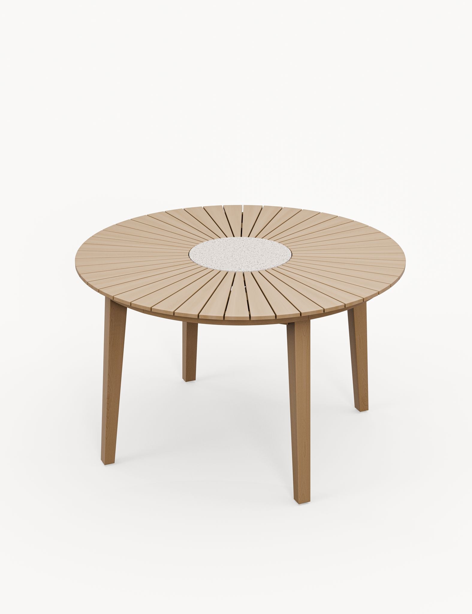 Bella 4 Seater Wood Round Sunray with Terrazzo Insert Dining Set with Bella Dining Chairs