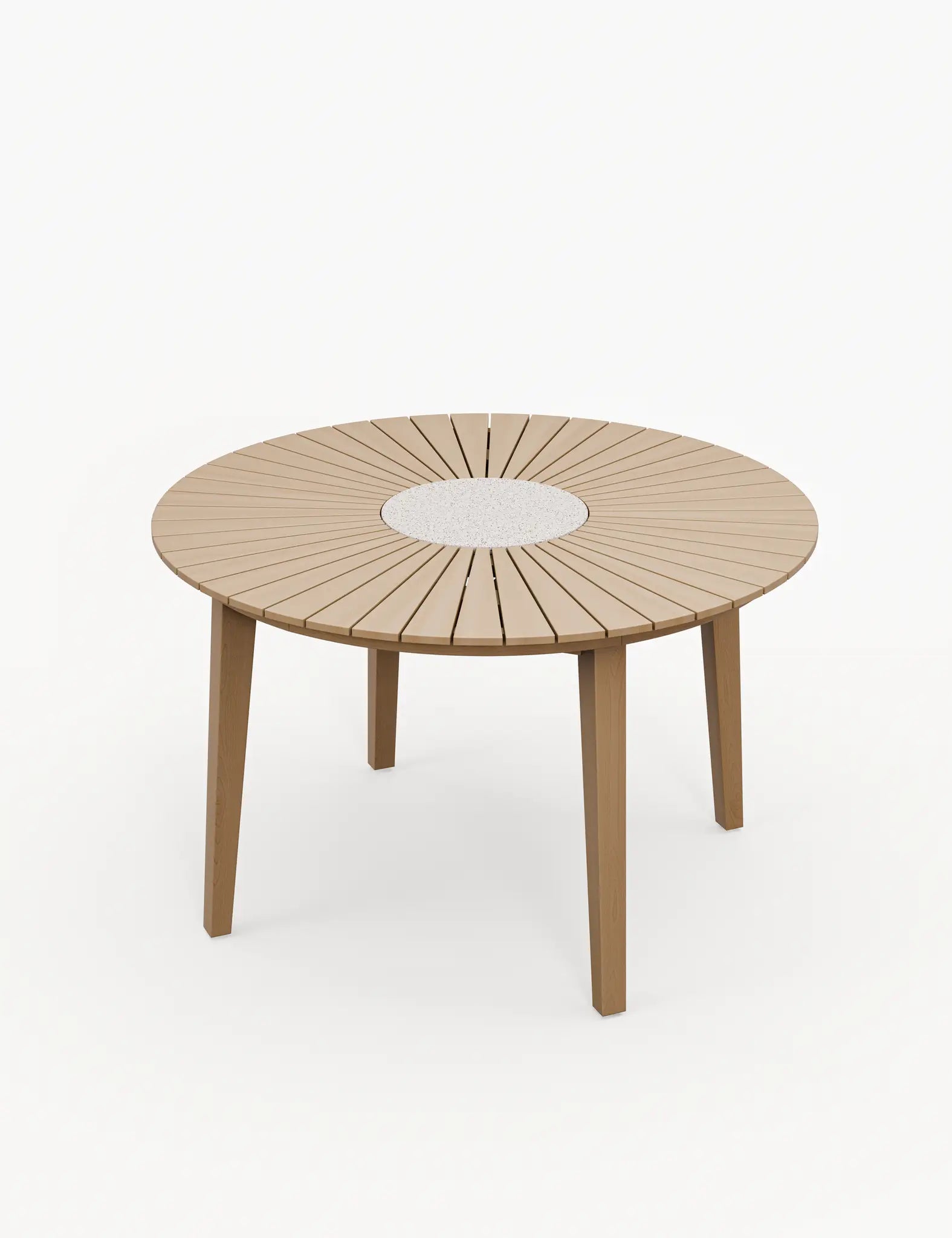 Bella 4 Seater Wood Round Sunray with Terrazzo Insert Dining Set with Tess Dawn Chairs