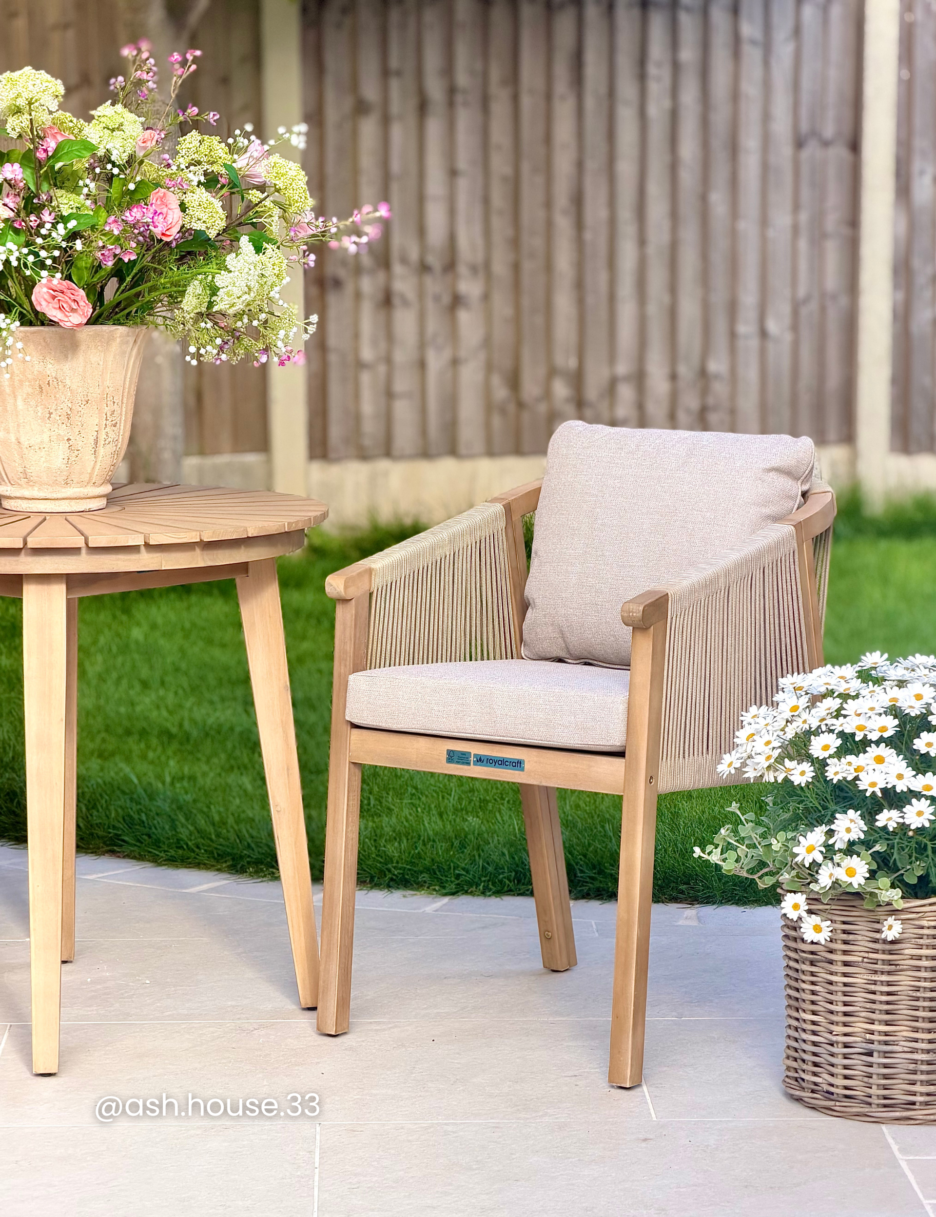 Bella 2 Seater Wood Round Sunray Bistro Dining Set with Bella Dining Chairs