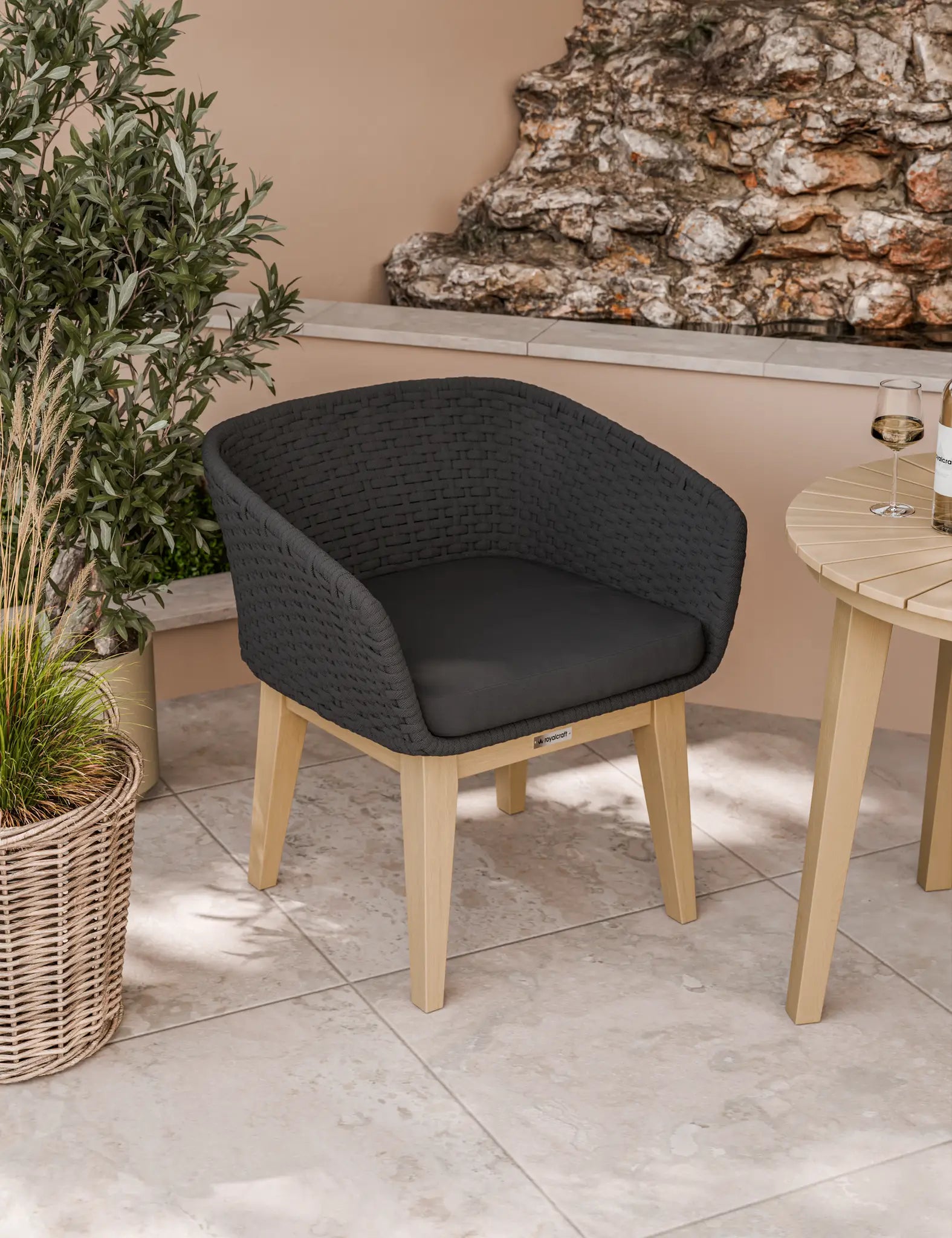 Bella 2 Seater Wood Round Sunray Bistro Dining Set with Tess Night Dining Chairs