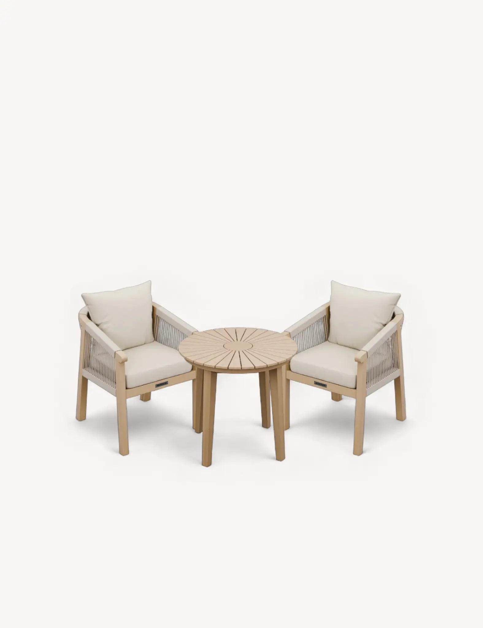 Bella 2 Seater Wood Round Sunray Bistro Dining Set with Bella Dining Chairs