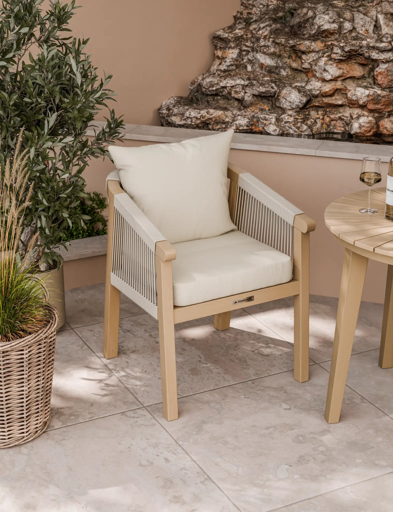 Bella 2 Seater Wood Round Sunray Bistro Dining Set with Bella Dining Chairs