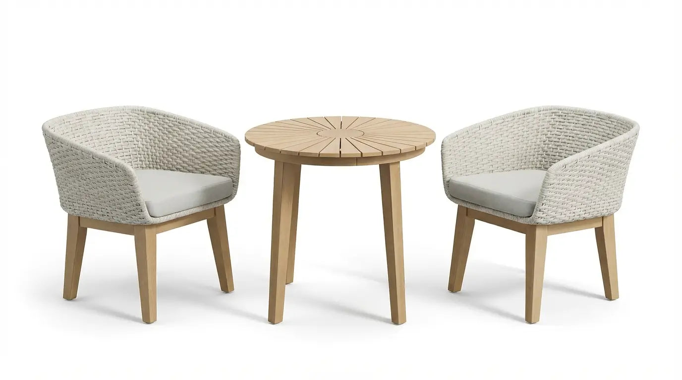 Bella 2 Seater Wood Round Sunray Bistro Dining Set with Tess Dusk Chair