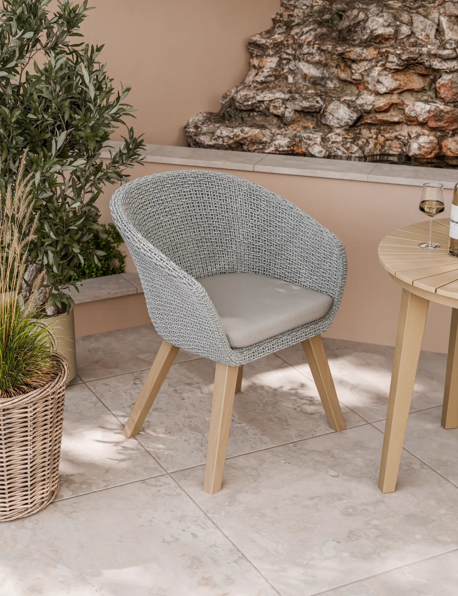 Bella 2 Seater Wood Round Sunray Bistro Dining Set with Sol Dining Chairs