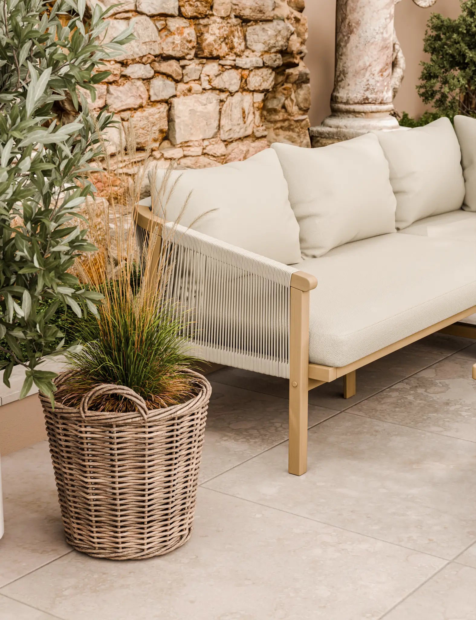 Bella 5 Seater Beige Corner Lounge Set with Square Coffee Table