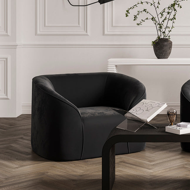 Zuma Black Velvet Accent Armchair