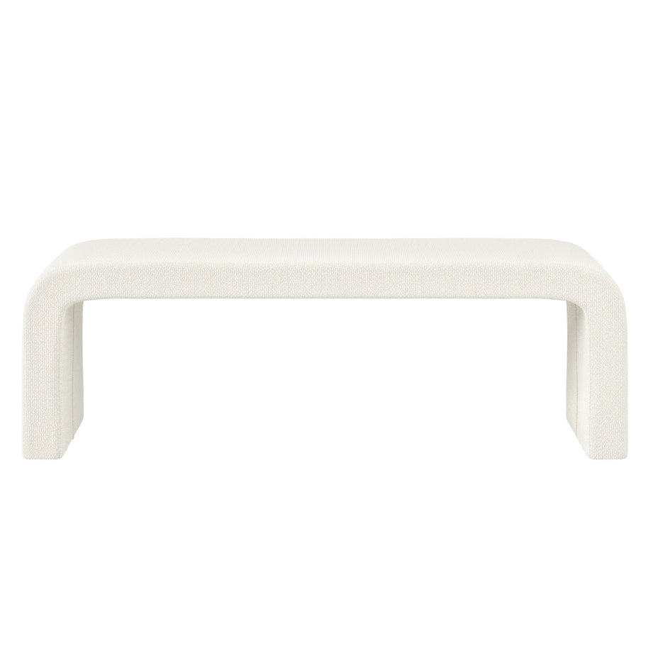 Ren Daisy White Chenille Boucle Bench