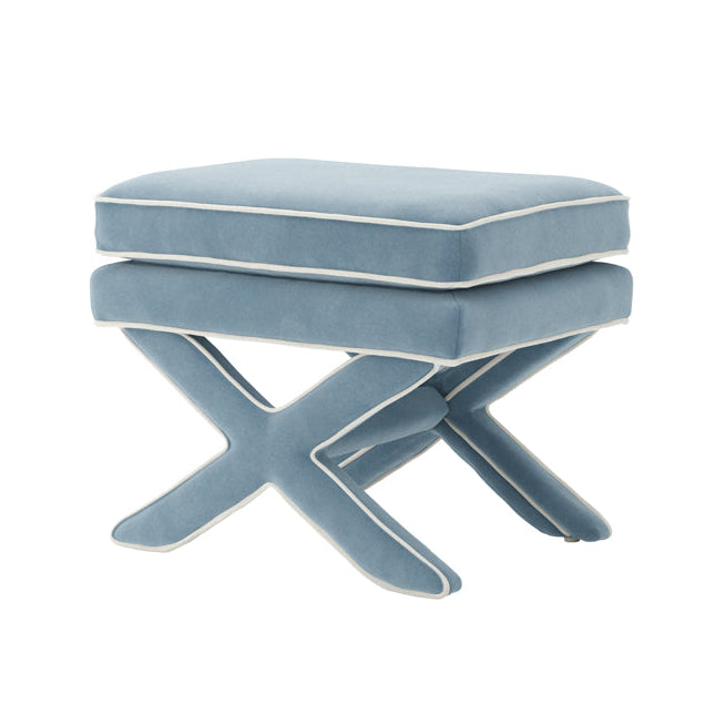 Rhode Ice Blue Velvet Stool