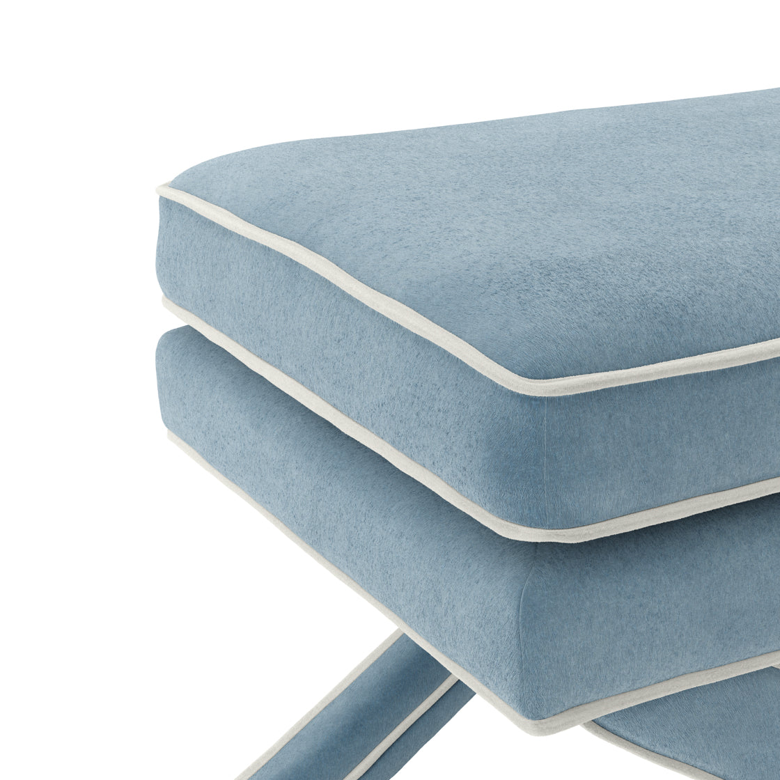 Rhode Ice Blue Velvet Stool