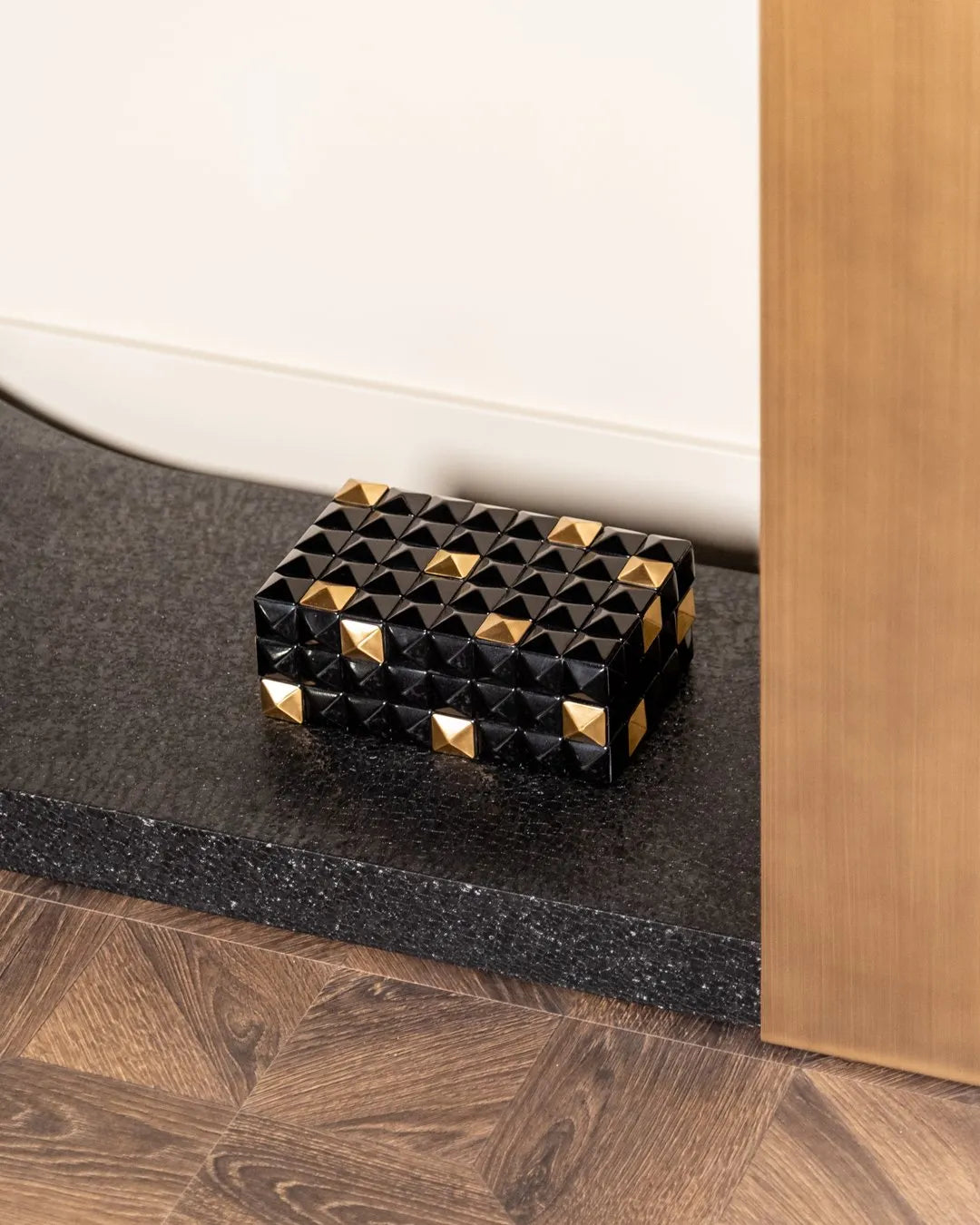 Richmond Interiors Art Deco Bazel Black & Gold Console Table