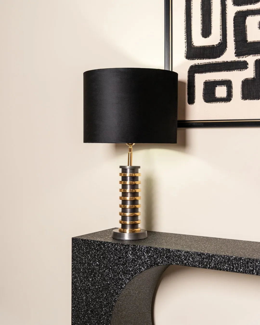 Richmond Interiors Art Deco Bazel Black & Gold Console Table