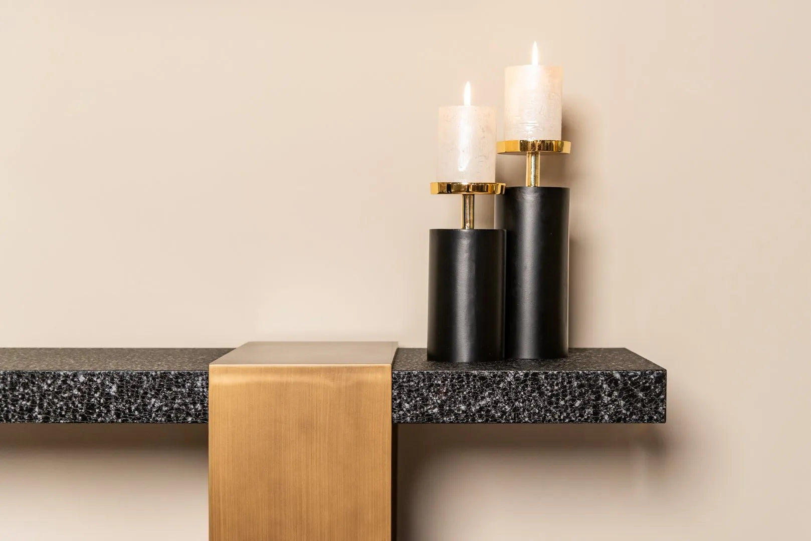 Richmond Interiors Art Deco Bazel Black & Gold Console Table