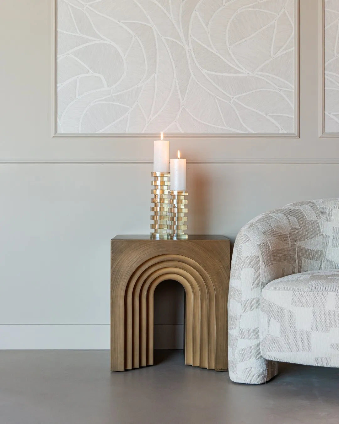Richmond Interiors Vevey Brushed Gold Side Table