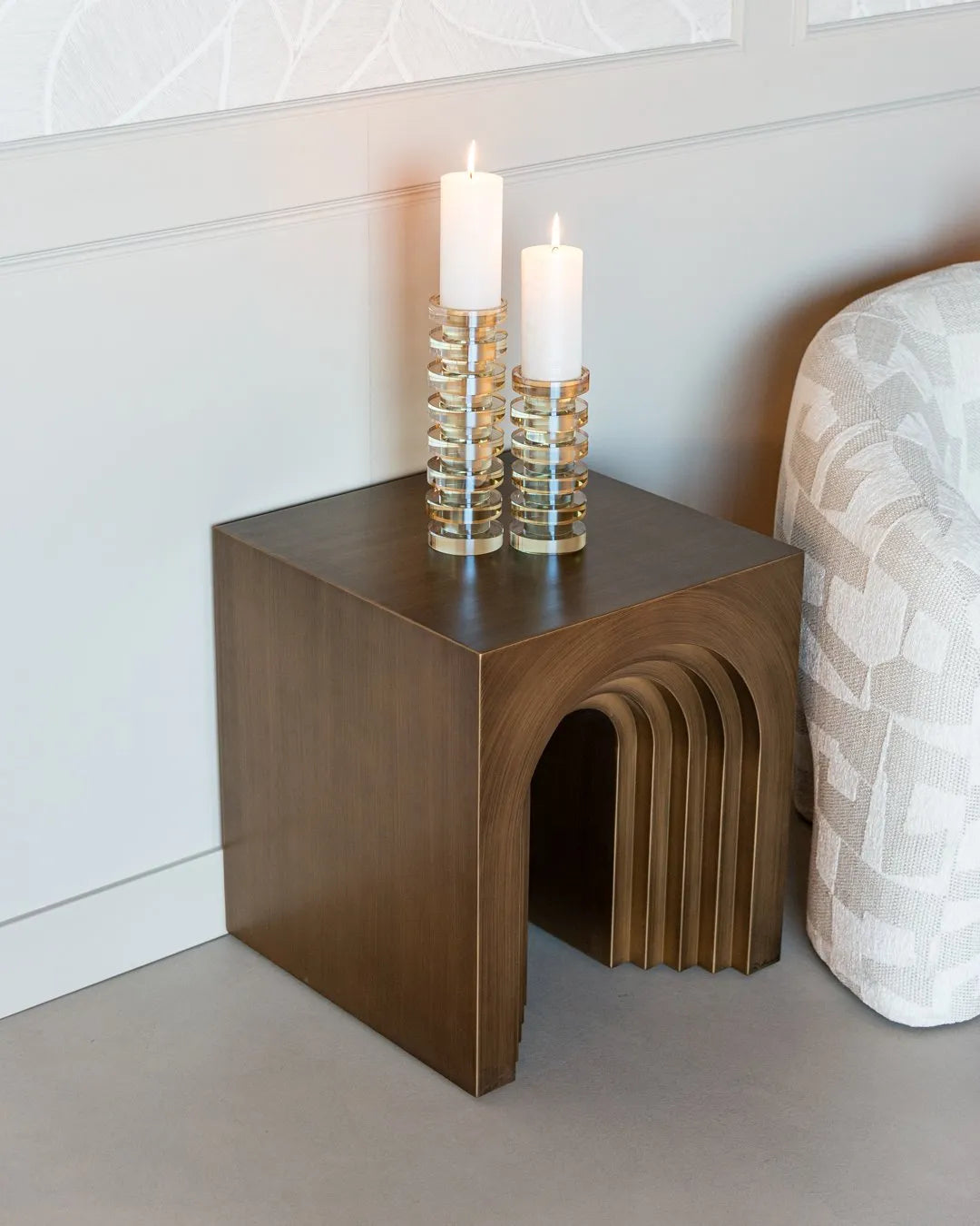 Richmond Interiors Vevey Brushed Gold Side Table