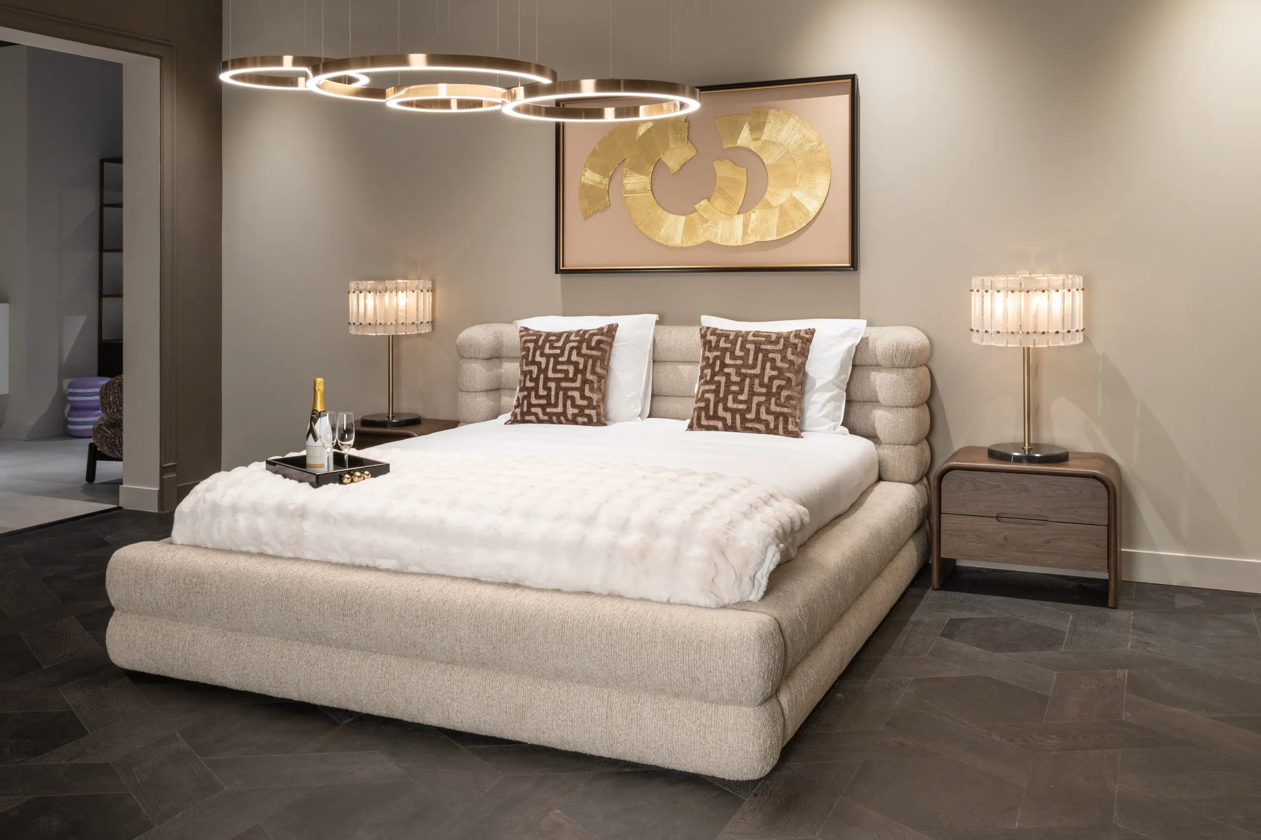 Richmond Interiors Obidis Natural Chenille Super King Size Ottoman Bed 180x210cm