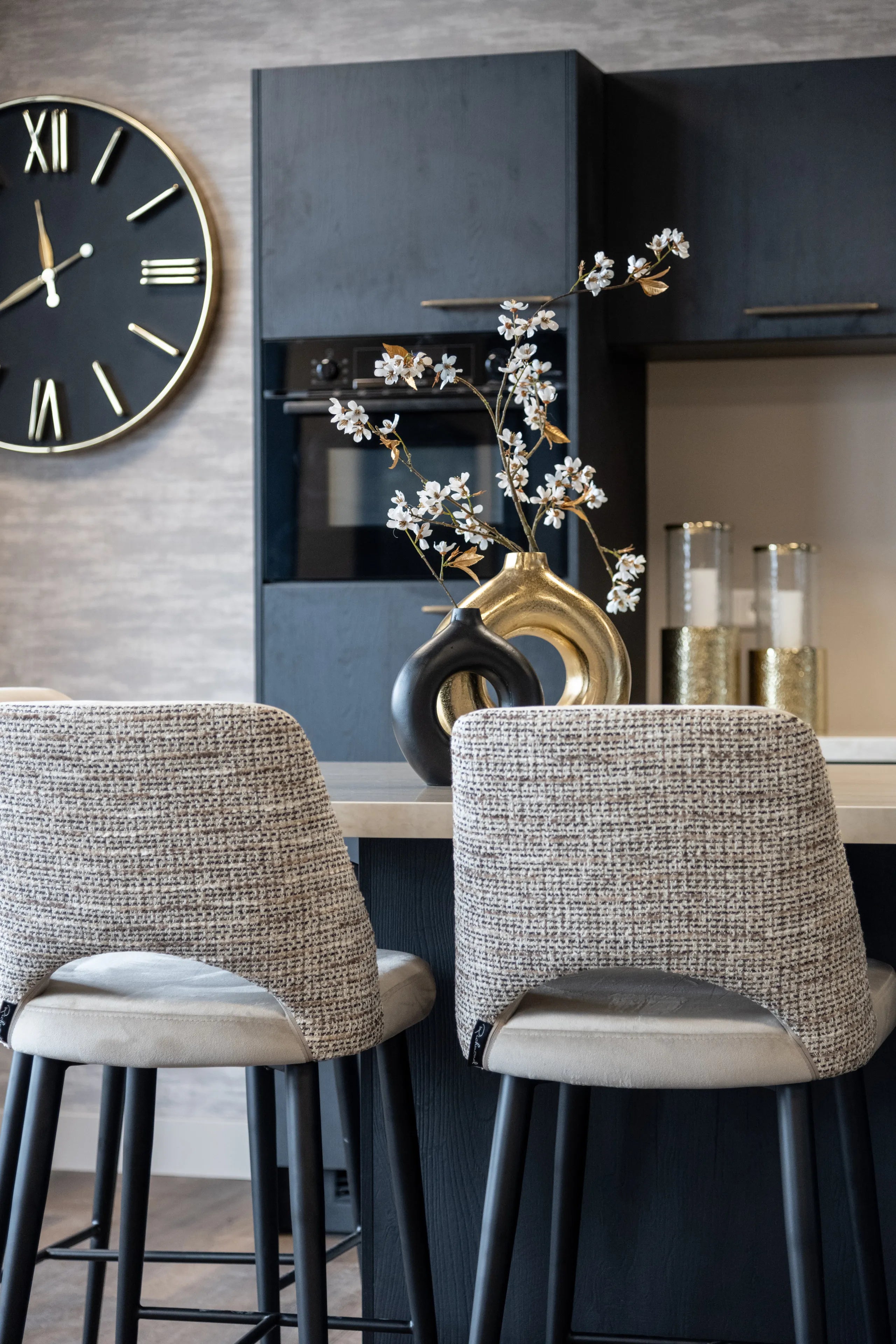 Richmond Interiors Tabitha Taupe Khaki Velvet Bar Stool