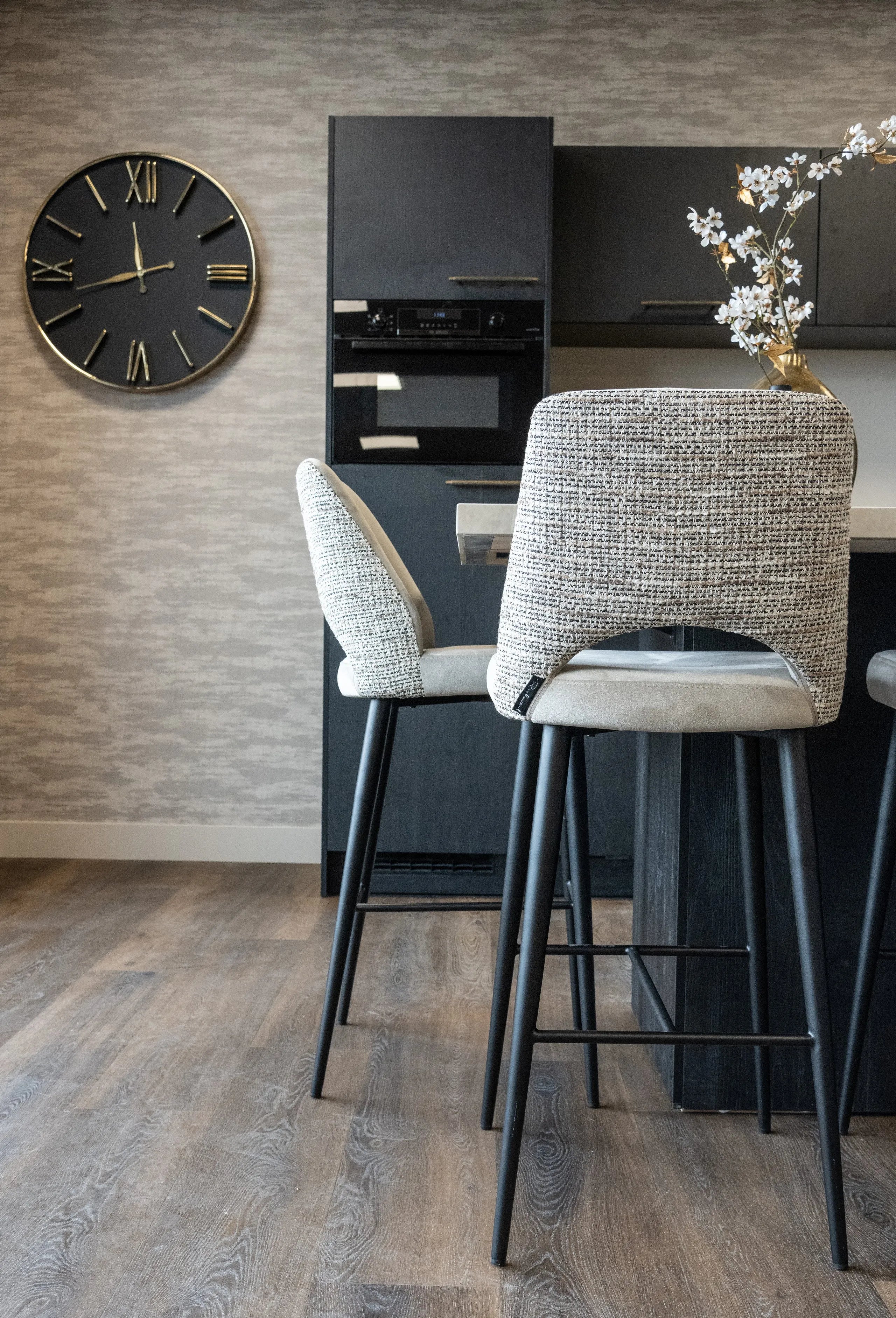 Richmond Interiors Tabitha Taupe Khaki Velvet Bar Stool