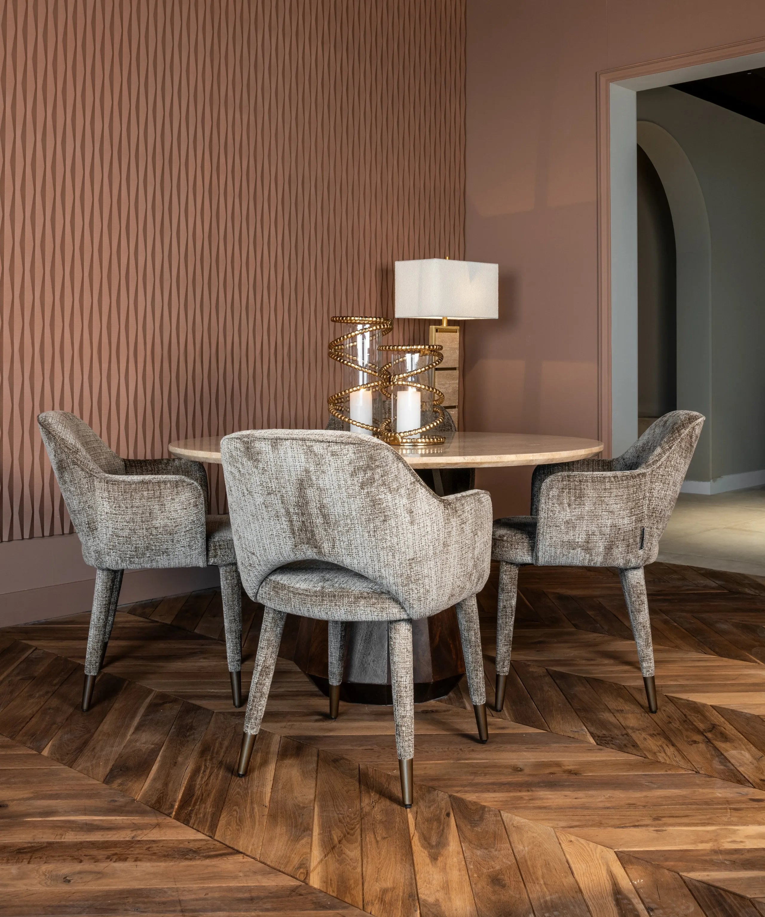 Richmond Interiors Donnatella Stone Chenille Dining Chair