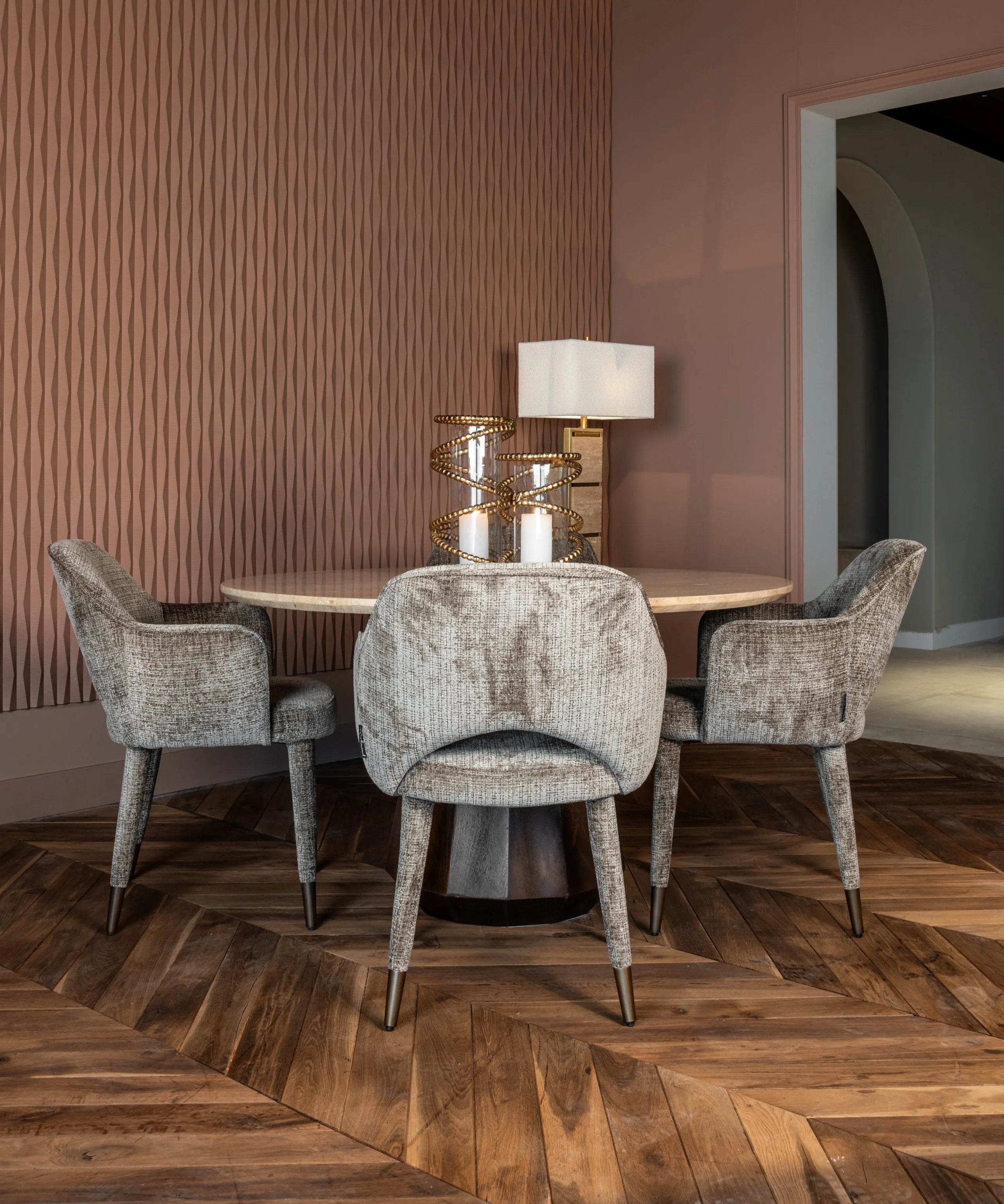 Richmond Interiors Donnatella Stone Chenille Dining Chair