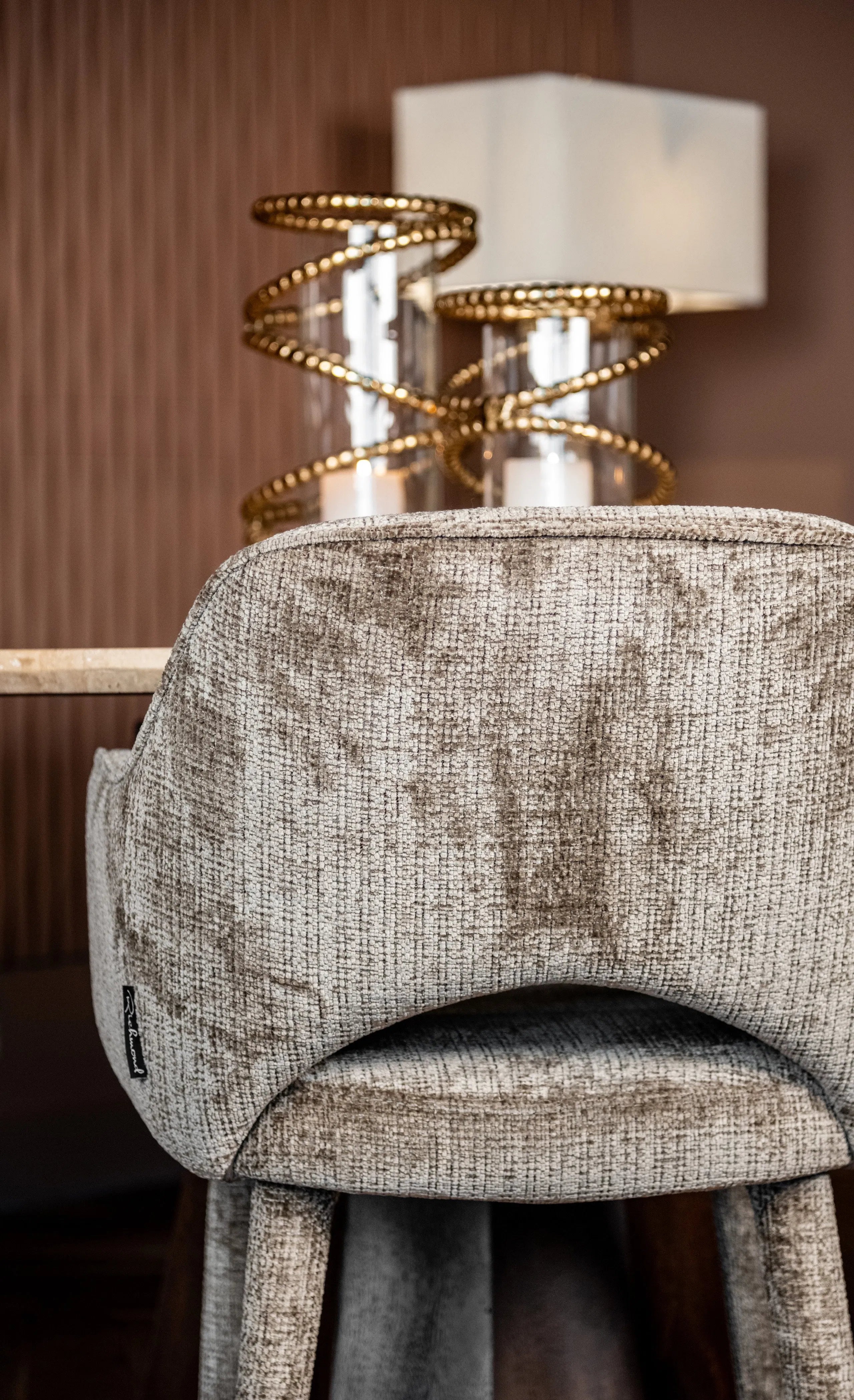 Richmond Interiors Donnatella Stone Chenille Dining Chair