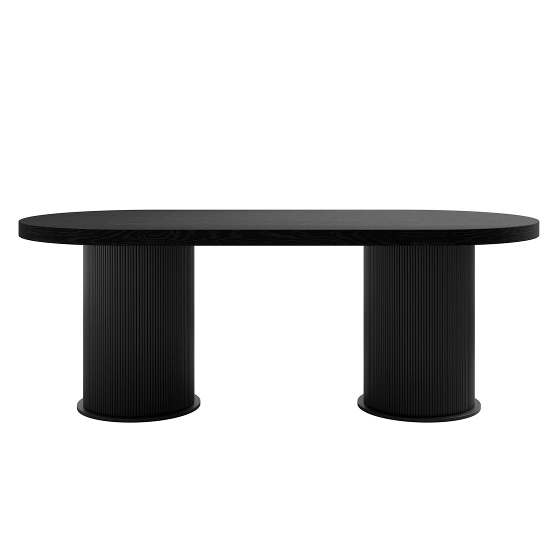 Rina Matte Black Ash Wood Curved Dining Table | 6 seater