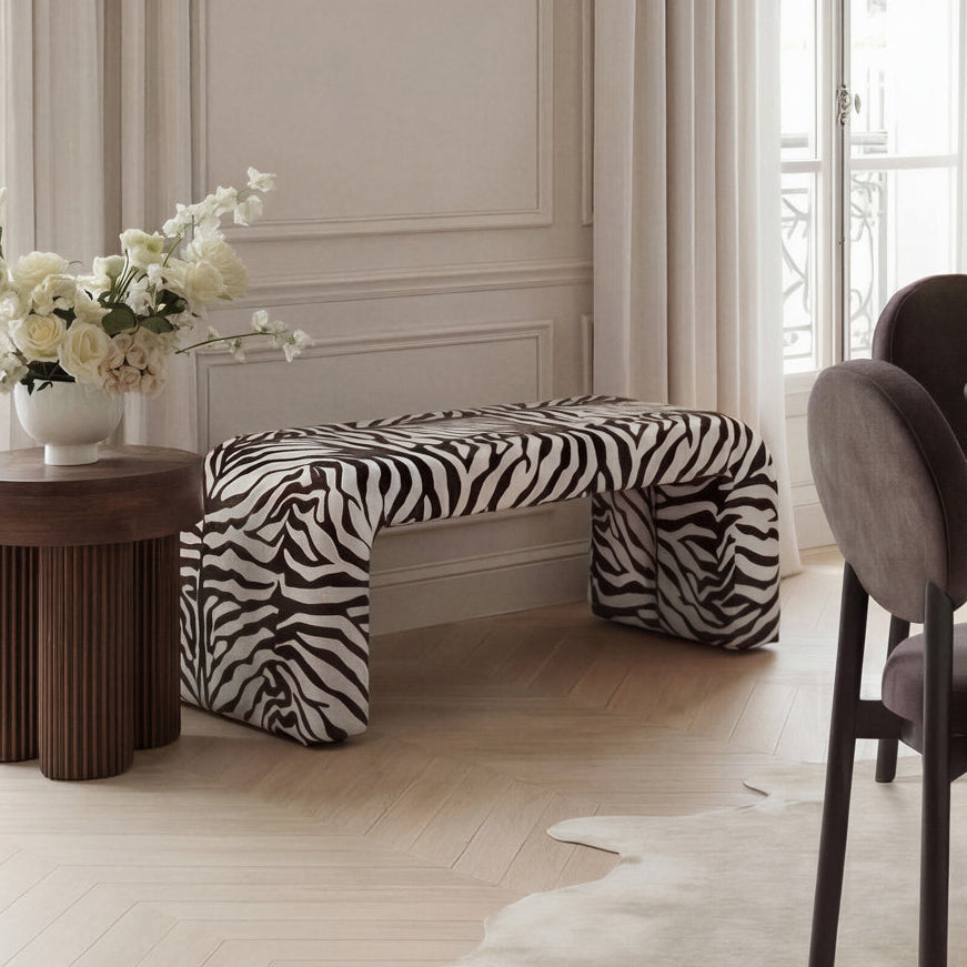 Rosa Zebra Chenille Bench