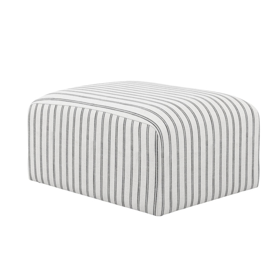 Ryder Chalk White Stripe Rectangle Pouffe