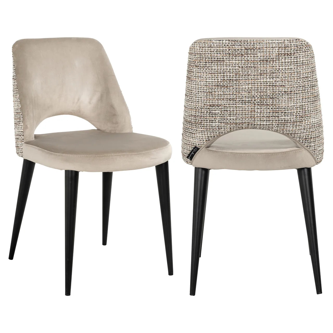 Set of 2 Richmond Interiors Tabitha Taupe Khaki Velvet Dining Chair